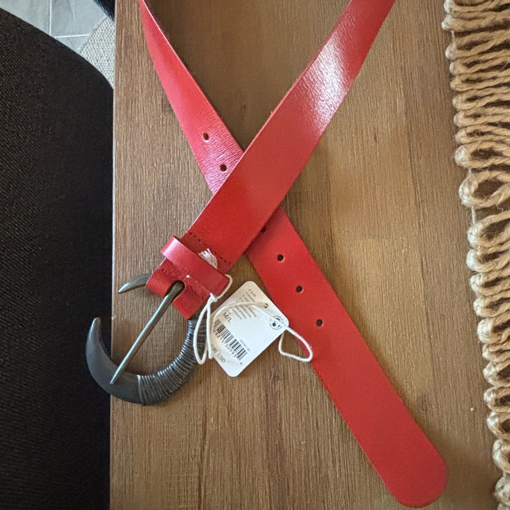 Free People Red Leather Belt